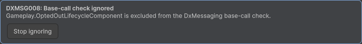 DXMSG008 Inspector information state with the Stop ignoring action