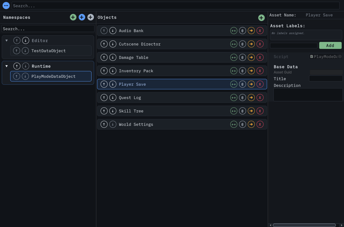 DxVisualizer window with namespace, object, and inspector columns