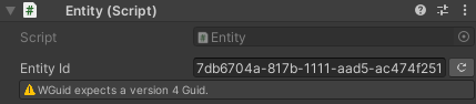 WGuid drawer with validation warning for non-v4 GUID
